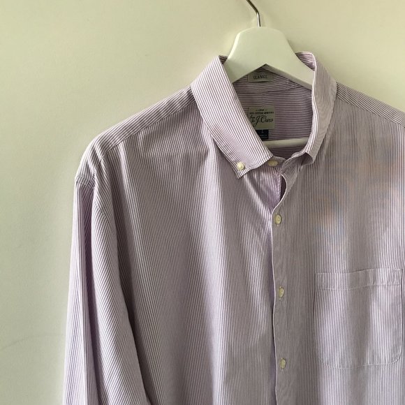 J Crew White and mauve pinstripe shirt. - Picture 2 of 9